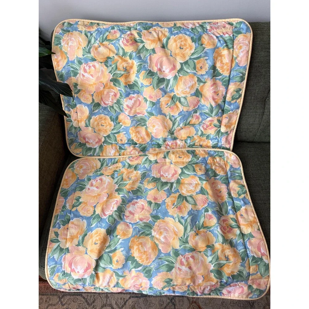 Vintage Croscill Pair of Floral Fiesta Pillow Shams 24” x 30”